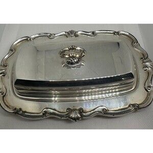 FB Rogers Georgetown Silverplate Covered Butter Dish Crown 1883 Silver Platd VTG